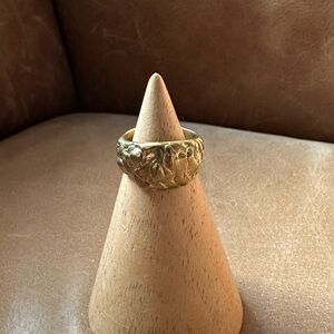 Vintage vibes organic solid brass signet style ring gold boho layer chunky